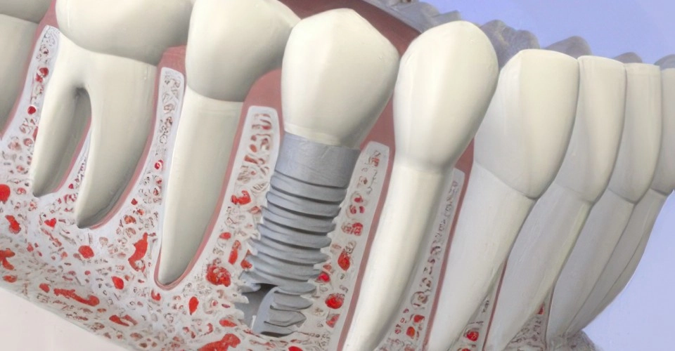 Dental implant restoration close-up
