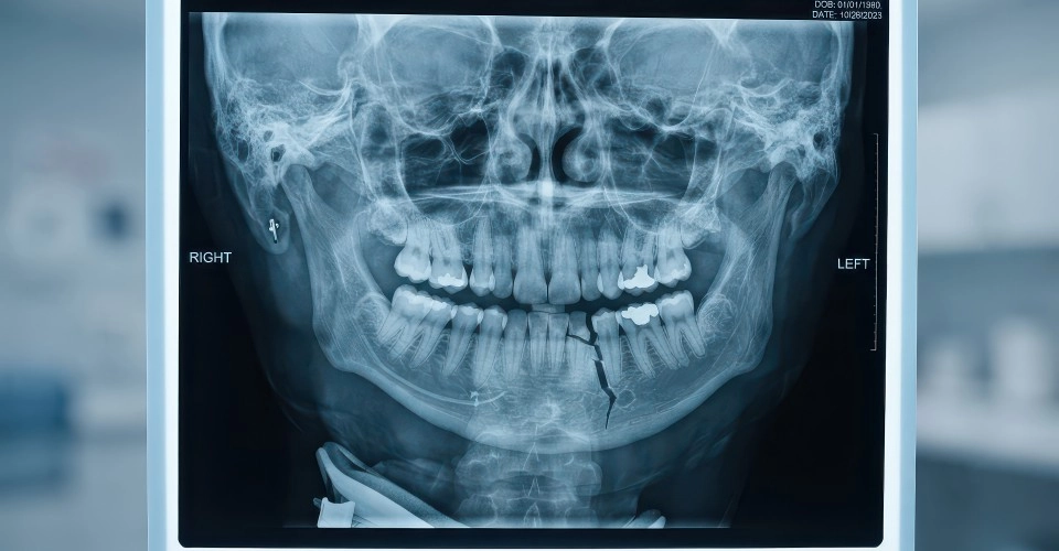 Titanium plates and screws used for jaw fracture repair